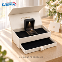 Boîte à bijoux magnétique carrée en velours moderne de luxe avec LED intégrée, idéale pour les propositions de mariage et la vente en gros pour boutiques – Offre Spéciale