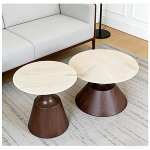 Mesa de Centro Viral Drop TUQ de Piedra Sinterizada de 70 cm, Mesa Auxiliar Pequeña para Sala de Estar, Juego de Mesas Nido para Zona de Sofá, Mesa Esquinera para Sala de Estar - Product Image 1