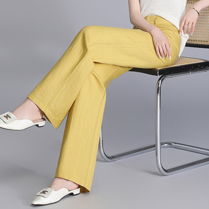 Nouveautés 2026 – Pantalons amples à jambes larges pour <span class=keywords><strong>femme</strong></span>, en <span class=keywords><strong>lin</strong></span> multicolore, haute qualité, pour l'été – Fournisseurs de vêtements d'été - Product Image 4