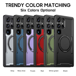 Funda para <span class=keywords><strong>Samsung</strong></span> Galaxy S25 Ultra Edge S24 FE S23 Plus S22 S21 con Alivio <span class=keywords><strong>de</strong></span> Presión 360 °   Soporte Magnético Giratorio para Cubierta Trasera <span class=keywords><strong>de</strong></span> Metal - Product Image 6