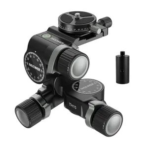 Treppiede <span class=keywords><strong>TH</strong></span> 15 in Lega di Alluminio a <span class=keywords><strong>3</strong></span> Vie con Testa a Ingranaggi, Piastra QR Arca Panoramica a 360°, Micro Regolazione per Smartphone - Product Image 1