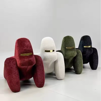 Fauteuil de salon moderne à roulettes en forme de gorille, fauteuil d'appoint sculptural, mobilier rembourré en tissu et métal pour appartement et salon