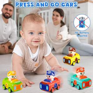 Jouets de voiture à pression manuelle EPT, mini véhicules amusants en plastique, animaux de dessin animé, ours, cadeaux mignons pour enfants, avec sifflet - Product Image 3