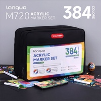 Ensemble de marqueurs acryliques à encre directe Languo Model M720 384 couleurs avec sac en toile noir et bandoulière, stylos de dessin artistique fabriqués en Chine, en stock