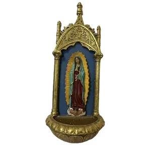 Polyrésine Bienheureuse Vierge Marie style eau bénite Police statue Résine Grace Sculpture Cadeau Religieux
