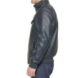 Chaqueta de cuero de talla grande de alta calidad, chaqueta de cuero para uso en exteriores, chaqueta de cuero para hombre con cuello levantado - Product Image 6