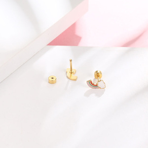 Pendientes <span class=keywords><strong>de</strong></span> <span class=keywords><strong>Mariposa</strong></span> <span class=keywords><strong>de</strong></span> Acero Inoxidable Chapados en Oro, Aretes <span class=keywords><strong>de</strong></span> Corazón y Fresa para Niños, Joyería Colorida <span class=keywords><strong>de</strong></span> Dibujos Animados - Product Image 2