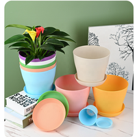 Pots de fleurs et jardinières en plastique écologiques, colorés, de forme ronde, pour plantes succulentes, avec plateau, pour la maison et le jardin, prix d'usine