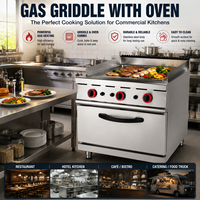 Plaque de cuisson à gaz avec four, gril plat professionnel pour restaurant, 1/3 rainuré, en acier inoxydable, équipement de cuisine pour la restauration