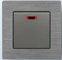 Interrupteur mural simple en aluminium doré avec indicateur néon 250V AC pour décoration intérieure