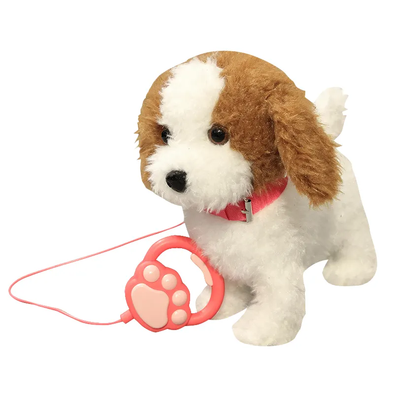 Cute Stuffed Plush Puppy Pet Dog Toys With Leash Electric Barking Walking Dog Funny Singing Dog Toy