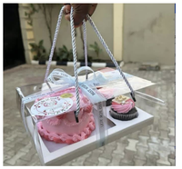 Boîte Bento transparente avec 6 cupcakes et 1+ 2 boîtes à cupcakes pour sushis avec gaufrage et pelliculage mat Plus Plus