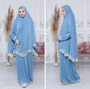 Panni da preghiera per donna abito lungo abbigliamento tradizionale musulmano all'ingrosso Robe turbante Wear Ruche Lace Jilbab <span class=keywords><strong>Muhammed</strong></span> Pray - Product Image 5