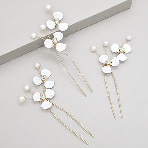 Petite fleur blanche faite à la main, diadème orné, décoration de mariage, épingle à <span class=keywords><strong>cheveux</strong></span> pour <span class=keywords><strong>mariée</strong></span> et demoiselle d'honneur, accessoire pour <span class=keywords><strong>cheveux</strong></span> <span class=keywords><strong>courts</strong></span>, fermoir - Product Image 5