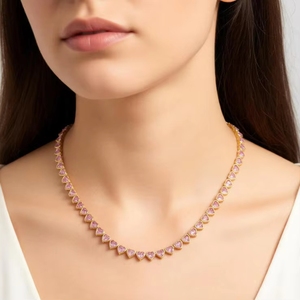 Vorrätige 5mm Herzförmige Bling Tennis-Kette Halskette mit Mehrfarbigen Zirkonia Mikro-Pavé Hip-Hop Unisex Bling Halsschmuck - Product Image 2