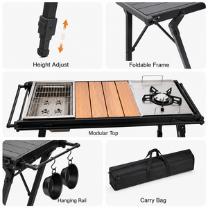 <span class=keywords><strong>Mesa</strong></span> de Cocina Modular Portátil, Altura Ajustable, de Aluminio y Acero Inoxidable, <span class=keywords><strong>Mesa</strong></span> Plegable Táctica IGT para Camping, Barbacoa y Cocina - Product Image 3