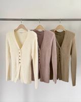 2026 Cardigan Coréen pour Femme, Coupe Slim, Longue Manches, en Maille Tricotée au Crochet, Style Ample et Moelleux, Uni