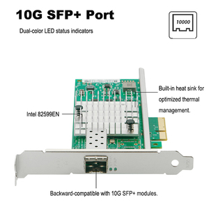 PCIe X4 10G SFP + การ์ดเครือข่ายแบบมีสายสำหรับ windows/linux Desktop 82599EN ความหน่วงต่ำอีเทอร์เน็ตโซลูชันสต็อกความเร็วสูง - Product Image 3