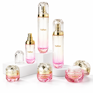 Emballage de luxe pour soins de la peau, couvercle fantaisie vide de forme originale, 40ml 100ml 120ml, pot en verre dépoli 20g <span class=keywords><strong>50g</strong></span> pour crème cosmétique, pompe à lotion - Product Image 1