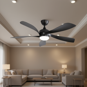Ventilador de Techo LED Moderno de 52 Pulgadas, 5 Aspas de ABS, Motor DC, Control Remoto, Luz Regulable, Montaje Empotrado, Iluminación Interior - Product Image 2