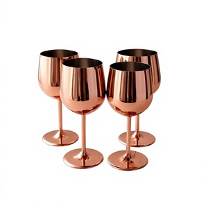 Ensemble de 4 verres à vin en cuivre, verres à vin rouge à pied en acier inoxydable pour cocktails, bar, design durable - Product Image 1