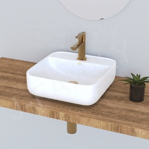 Évier <span class=keywords><strong>de</strong></span> salle <span class=keywords><strong>de</strong></span> bain en céramique avec design carré, lavabo pour salle <span class=keywords><strong>de</strong></span> bain - Product Image 5