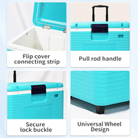 Glacière à roulettes moderne, écologique, portable, résistante à l'eau, étanche, isolée, en PP, 54L, pour le stockage des aliments, le camping, la plage