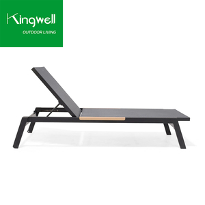 Chaise longue <span class=keywords><strong>de</strong></span> <span class=keywords><strong>jardin</strong></span> en aluminium noir, mobilier <span class=keywords><strong>de</strong></span> piscine, chaise longue empilable pour la plage, chaise longue <span class=keywords><strong>de</strong></span> piscine extérieure - Product Image 2