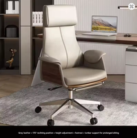 Fauteuil de Direction Ergonomique en Cuir Blanc Moderne de Luxe, Confortable, Inclinable et Pivotant, Idéal pour Bureau, Hôpital, Chambre à Coucher
