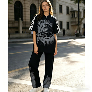 Conjunto Deportivo Casual de Dos Piezas para <span class=keywords><strong>Mujer</strong></span>, Top de Manga Corta y Pantalones Deportivos con Bolsillos - Product Image 1