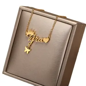 Personalised Gold Name Necklace With Box Chain Custom Name Necklace Handmade Jewelry Personalised Birthday Gift For Her Mom