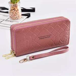 hot sale stylish new model big floral colourful clutch women wallet top quality