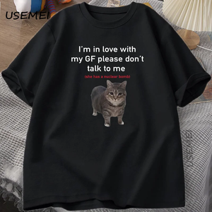 T-shirts amusants « I'm in Love with My GF » pour hommes, en coton, coupe ample, col rond, manches courtes, pour couples - Product Image 1