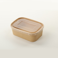 Boîte à salade en papier kraft 750 ml avec couvercles en PP, boîte à emporter rectangulaire