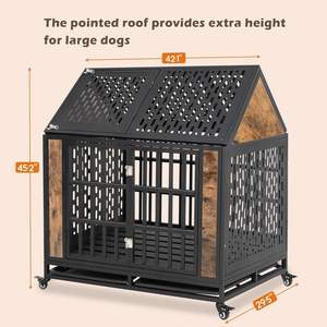 Jaula para perros, casa para mascotas resistente reforzada, jaula grande extraíble para perros con ruedas - Product Image 2
