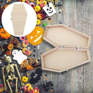 Caja de dulces de madera con forma de ataúd para Halloween, 15.7 cm, reutilizable, decorativa, para regalo y decoración de fiestas - Product Image 1