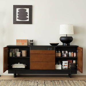 Nordic Retro <b>Sideboard</b> Solid Wood <b>Storage</b> Cabinet For Dining Room Living Room Home Furniture With Drawers And Doors - Product Image 3