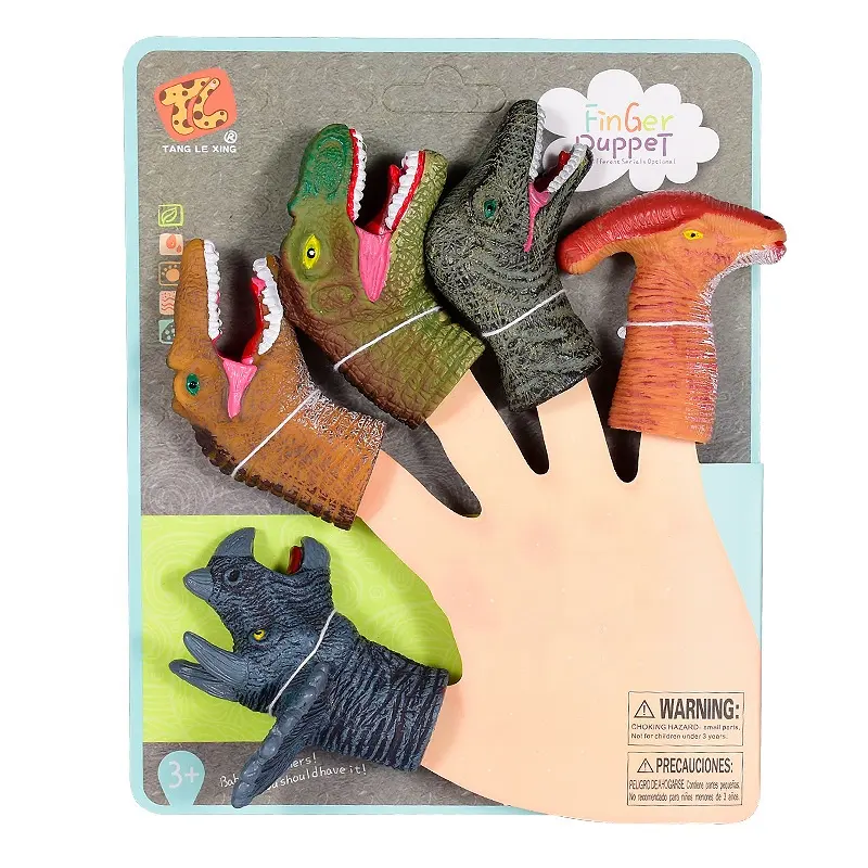 5 Stück Set Kunststoff Weich gummi Realistische Ganzkörper Niedliches Tier Rollenspiel Spielzeug Dinosaurier Hand Finger puppe