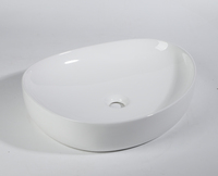 Lavabo Céramique Moderne en Porcelaine, Vasque à Poser Blanche Mate pour Salle de Bain, Bol de Lavage en Porcelaine