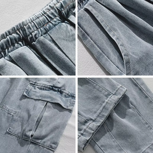 Pantalones Cargo de Mezclilla para Hombre, Estilo Hip Hop, a la Moda, Transpirables, de Cintura Media, con Doble Bolsillo Estéreo, Lavado Retro, Primavera-Otoño - Product Image 2
