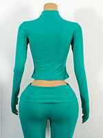 Ensemble de yoga 2 pièces pour femmes avec veste zippée et pantalon évasé taille haute pour femmes de grande taille, emballage personnalisé avec logo