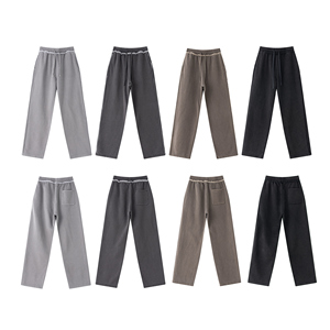 Pantalones de otoño 2025 American Retro, forro polar pesado, pierna recta de marca de moda, lavado con bordes crudos desgastados - Product Image 4