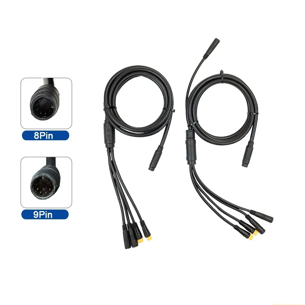 EBike Julet 1T4 1T5 Waterproof Cable Connector 8Pin 9Pin Electric Bike Motor Cables Ebrake Throttle Display For E-bike Accessory
