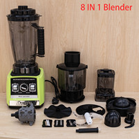 Mixeur 8-en-1 Multifonctionnel en Acier Inoxydable 4 L avec Hachoir à Viande, Commandes à Boutons Poussoirs à Vitesse Variable et 6 Lames