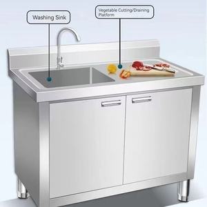 Évier <span class=keywords><strong>de</strong></span> jardin en acier inoxydable 304 commercial, à fente unique, avec porte <span class=keywords><strong>de</strong></span> placard, intégré à l'électricité, pour balcon, cour, lavabo extérieur - Product Image 5