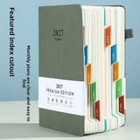 Agenda-planificateur en similicuir anglais-espagnol 2027, design élégant, reliure sans fil, journal de productivité, cadeau transfrontalier