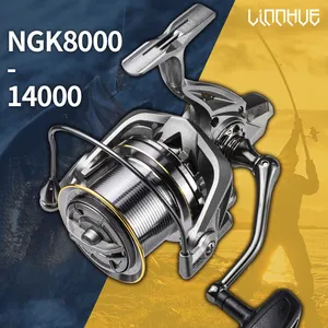 LINNHUE Fishing Reel NGK8000-14000 4.8:1 Gear Ratio 20kg Super Drag CNC Handle ABS Grip Alloy Spool Long Shot Spinning Reel