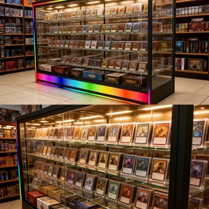 Vitrines pour <span class=keywords><strong>cartes</strong></span> à collectionner en verre trempé personnalisé avec éclairage de base LED couleur – Présentoirs pour produits de fumer - Product Image 2