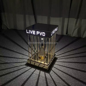 Présentoir à Bouteille LED RICHSHINING <span class=keywords><strong>Personnalisé</strong></span> avec Logo, Cage Lumineuse Dorée pour Champagne, Support Glorificateur de Whisky pour Bar, Fête, VIP - Product Image 4