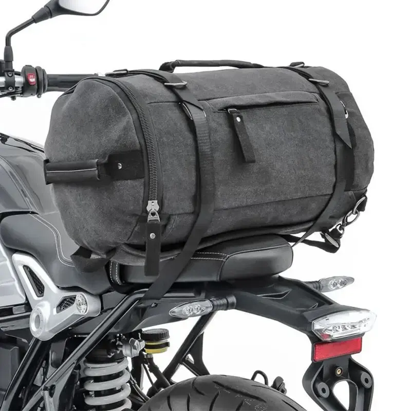 Bolsa de cola de bicicleta de Motor Vintage impermeable, mochila, organizador de maletero, bolsa de sillín de motocicleta de lona de gran capacidad